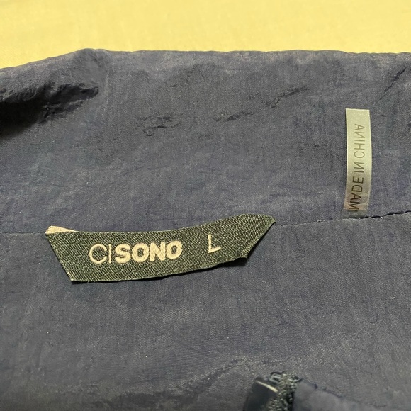 CiSONO Navy Blue Cropped Windbreaker Zip Front Woman’s Jacket Size Large. - Picture 6 of 9
